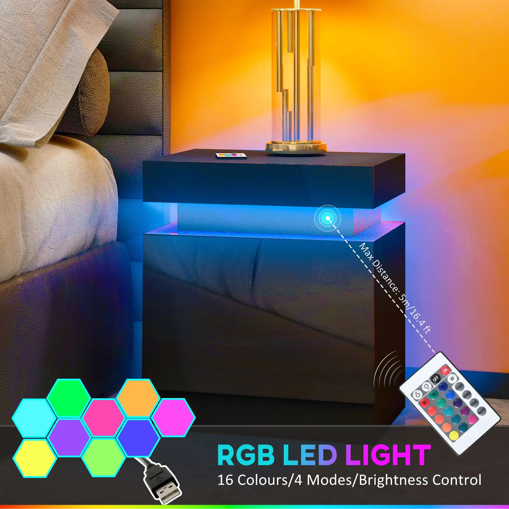 Glamorous LED Nightstand